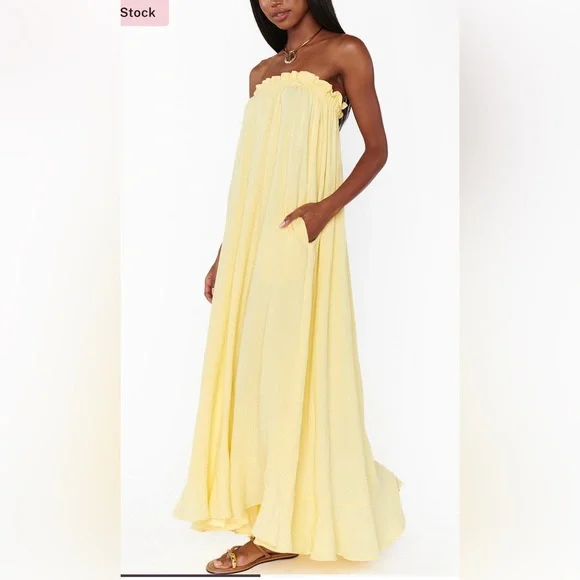 Show Me Your MuMu Strapless Yellow Dress - Picture 1 of 7